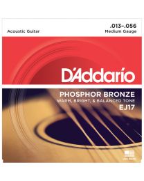 D'Addario Phosphor Bronze Acoustic Guitar Strings, Medium, 13-56, EJ17