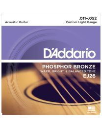 D'Addario Phosphor Bronze Custom Light Acoustic Guitar Strings, 11-52, EJ26