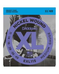 D'Addario XL Nickel Wound Electric Guitar Strings, Medium/Blues-Jazz, 011-049 EXL115