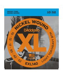 D'Addario Nickel Wound Electric Guitar Strings, Light Top/Heavy Bottom, 10-52 EXL140