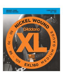 D'Addario Bass Guitar Strings, Medium 50-105, Long Scale, EXL160