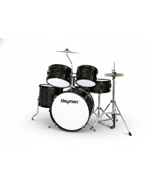 Hayman HM-50-BK Junior 5-Piece Drum Kit – Black (With Throne & Cymbals)