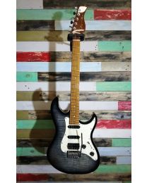 Sire Electrics S7 Series Larry Carlton Electric Guitar S-Style with Flamed Maple Top, S7FM/TBK, Transparent Black