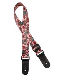 Gaucho Standard Series Ukulele Strap with Pink Flowers GSTU-80-PK
