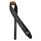 Gaucho Extra Long Guitar Strap Black with Chrome Pyramids