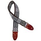 Gaucho 2" Guitar Strap with Brass Buckle -Blue/White, GST-1281-3