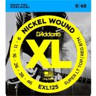 D'Addario Nickel Wound Electric Guitar Strings, Super Light Top/ Regular Bottom, 9-46 EXL125