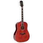 Richwood Heritage Series Guitar Dreadnought with Solid Spruce Top - Trans Red, HSDS-42-TRD