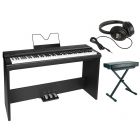 Medeli Digital Stage Piano Bundle with Stand, Pedals, Headphones and bench, SP201+/BK  Piano Package