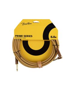 Boston Prime Series Woven Jacket Instrument Cable Jack-Angled Jack, GCRT-60A