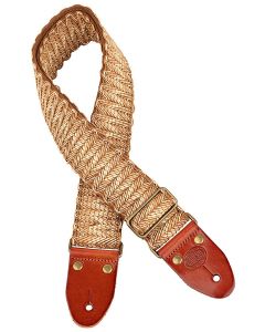 Gaucho Woven Guitar Strap with Leather Slips + Brass Buckle - Suede Backing - Light Woven Design
