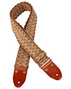 Gaucho Woven Guitar Strap with Leather Slips Brass Buckle - Suede Backing - Dark Woven Design