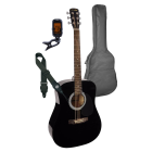 Nashville Acoustic Guitar Pack - Black with Bag Strap and Tuner GSD-60-BK