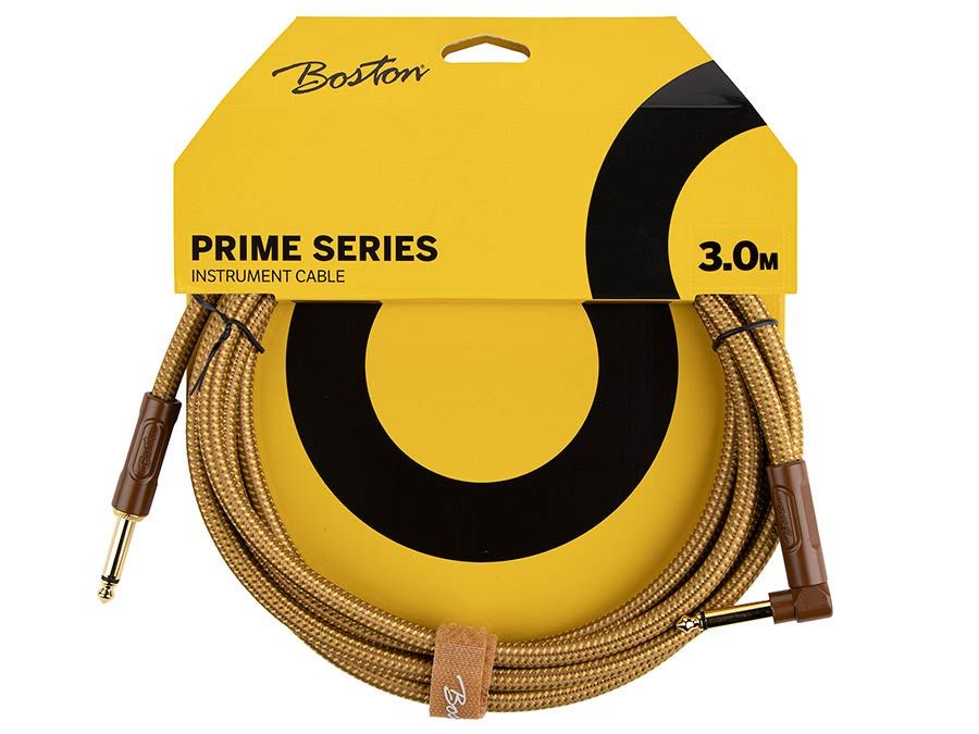 Boston Prime Series Woven Jacket Instrument Cable Jack-Angled Jack, GCRT-30A