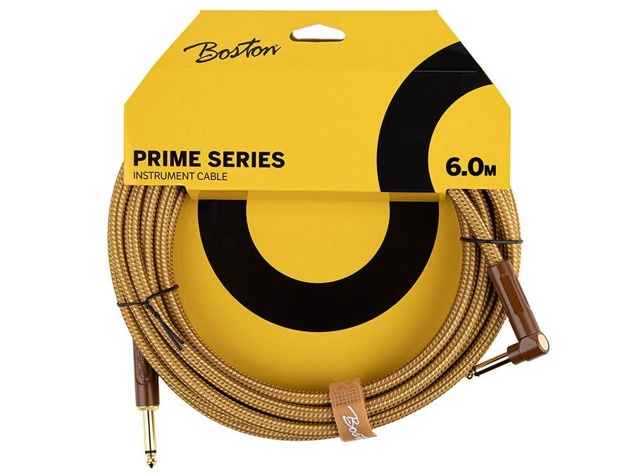 Boston Prime Series Woven Jacket Instrument Cable Jack-Angled Jack, GCRT-60A